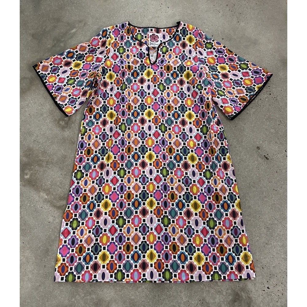 Lesley Evers Tegan Caftan Dress Gems Light 2X NWOT Vacation Cruise Mod
